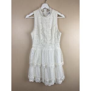 Disney Store Beauty & The Beast White Floral Lace Ruffle Dress Girls Size M